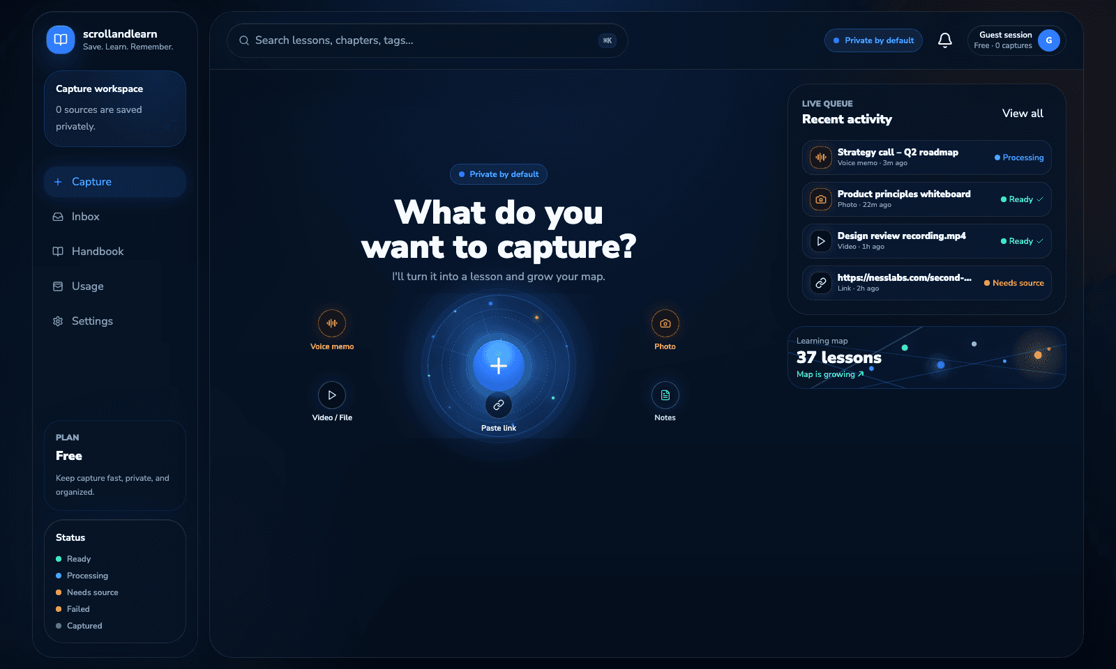 scrollandlearn Capture workspace
